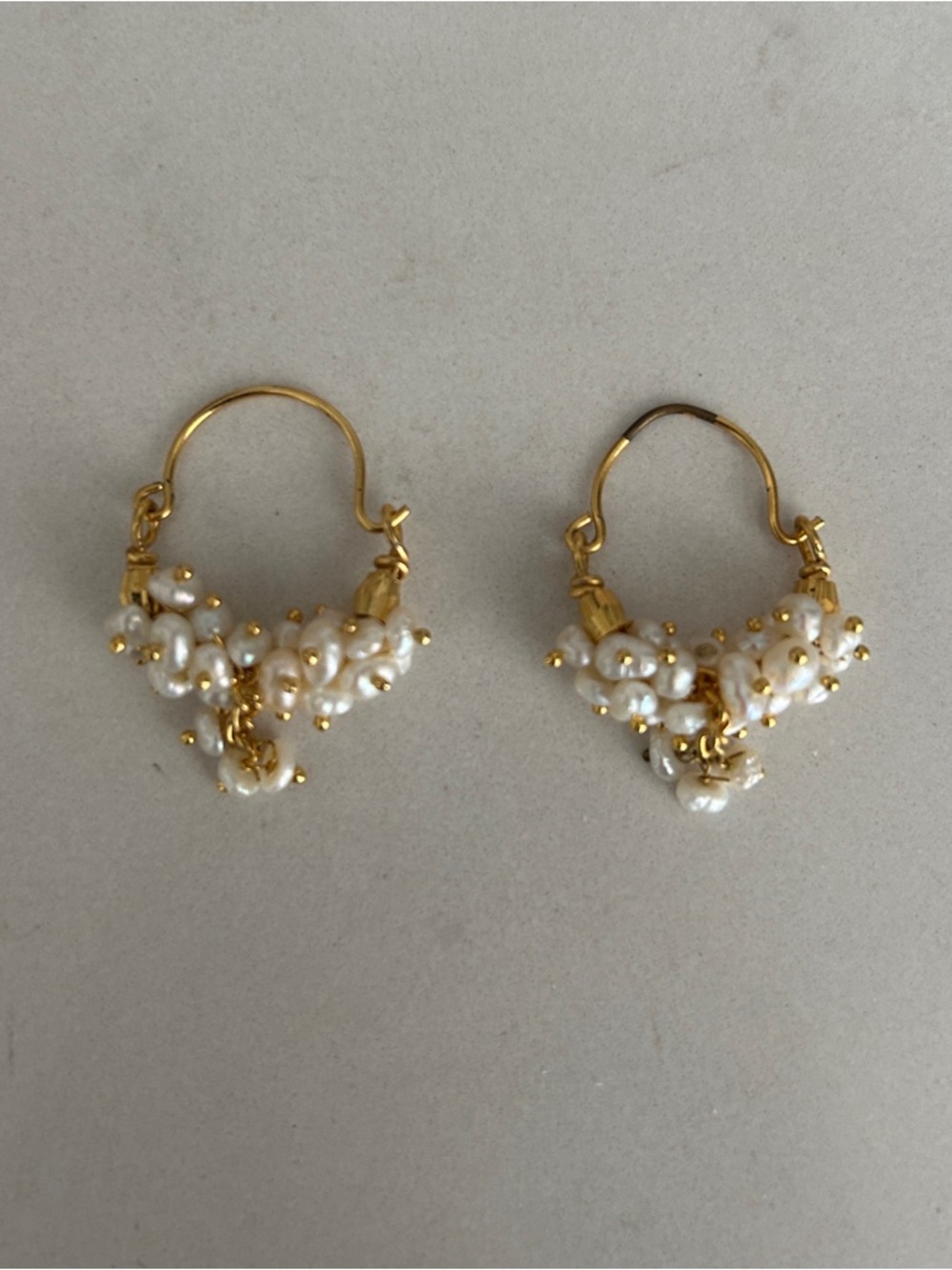 Ulla Johnson Gold & Pearl Cluster Hoop Earrings
